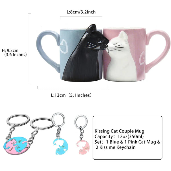 Kiss Me Cat Lovers Mug Set (Handmade)